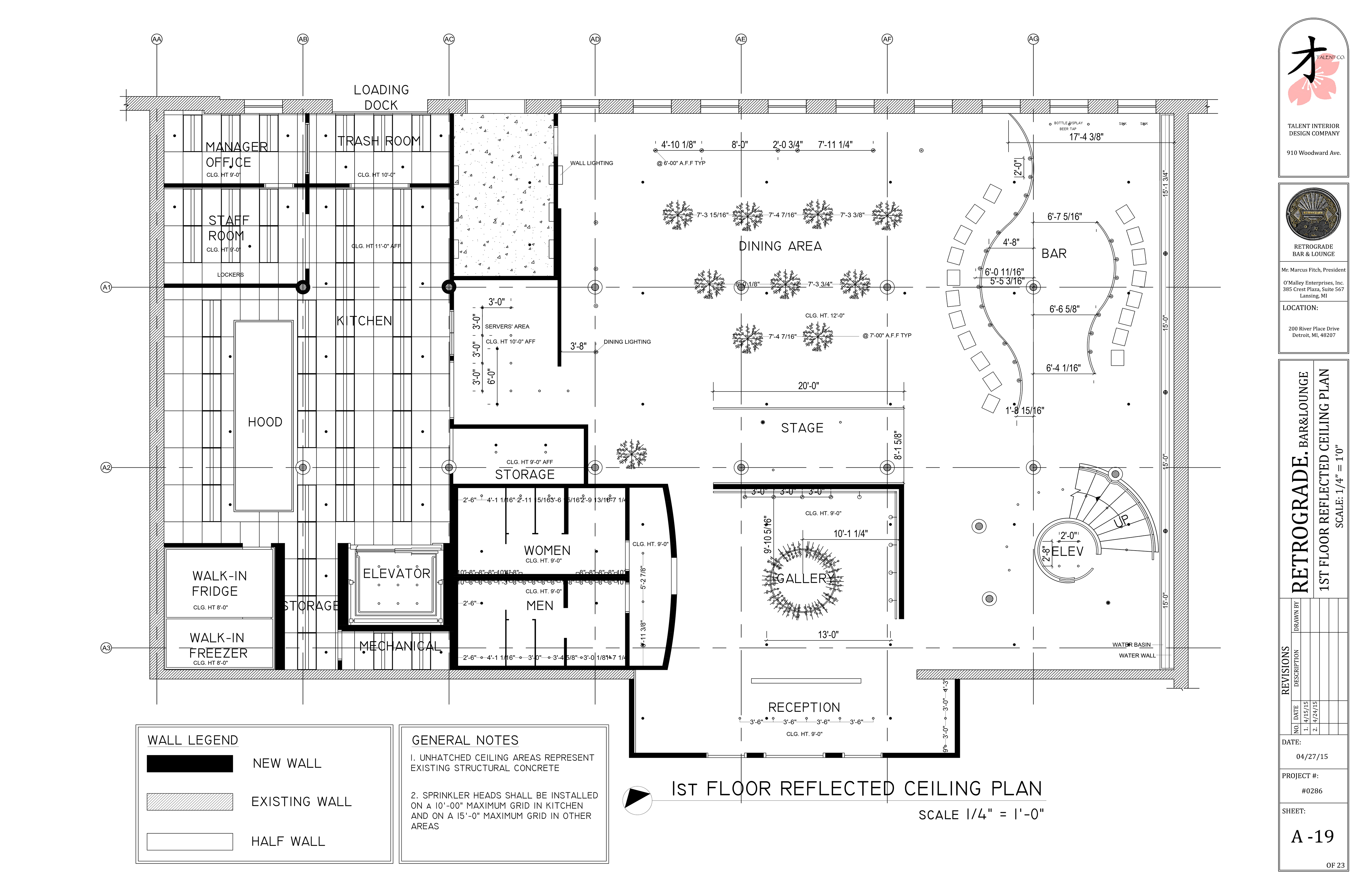 Reflected ceiling plan — first floor